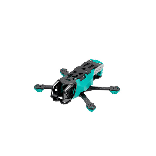 Sub250 OasisFly25 / OasisFly30 O4 Pro Frame Parts assembled frame, angled top view with teal body and carbon arms
