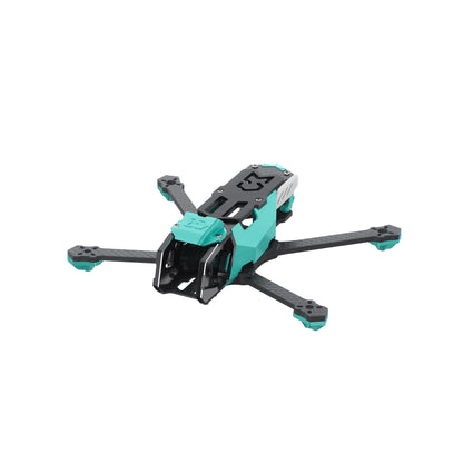 Sub250 OasisFly35 DC drone frame replacement kit, teal and carbon fiber frame at front-left angle