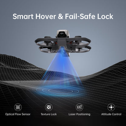 CaddxFPV, Smart Hover & Fail-Safe Lock enable precise hovering using optical flow, texture lock, laser positioning, and altitude control.