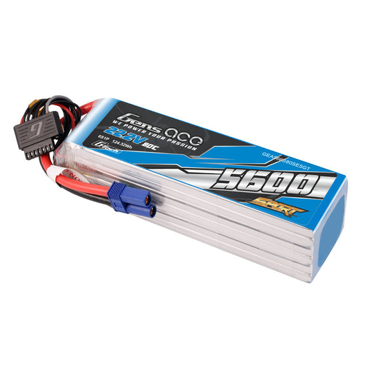 Gens ace Sport 5600mAh 6S 22.2V 80C LiPo battery pack with EC5 connector and 6S balance lead
