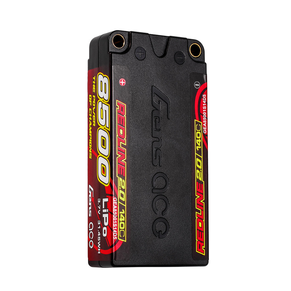 باتری لیپو Gens ace Redline 2.0 ظرفیت ۸۵۰۰ میلی‌آمپر ۱S2P ۱۴۰C مدل Short Pack