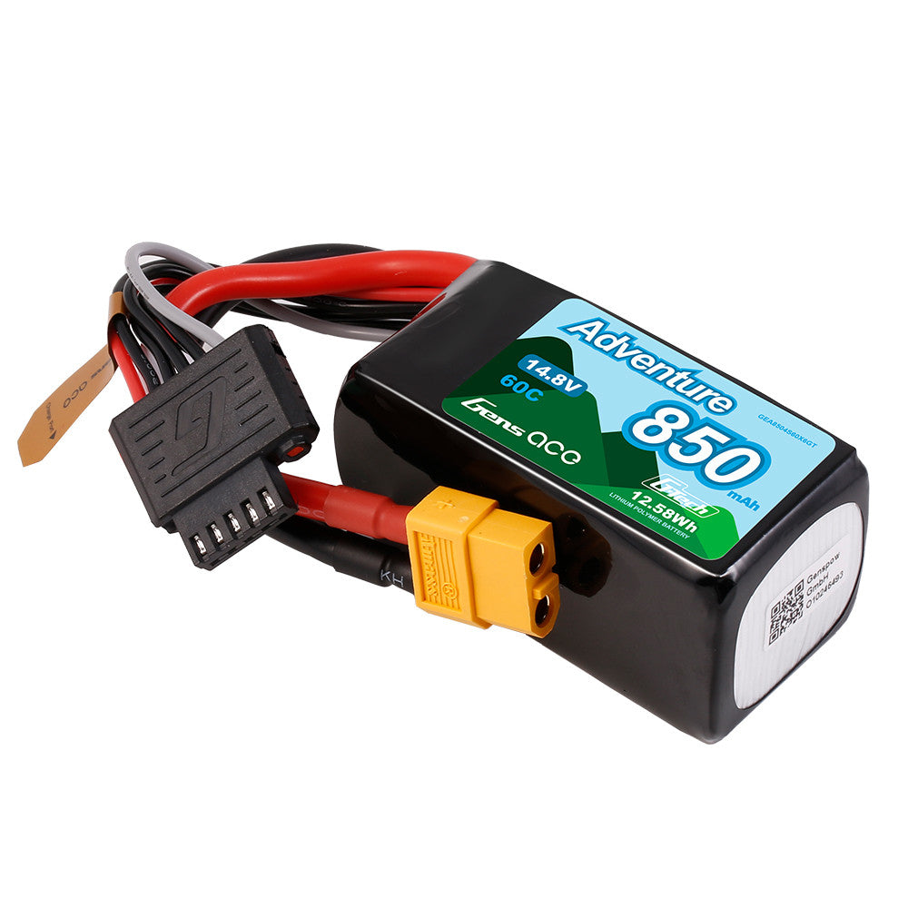 Batería Gens ace Adventure 850mAh 4S 14.8V 60C LiPo con conector XT60, G-Tech-5P Balance