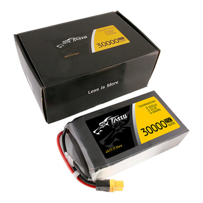 Tattu G-Tech 30000mAh 6S 22.2V 25C Lipo Battery, Lithium-ion battery pack with 6 cells, 22.2V, and 30,000mAh capacity for demanding applications.