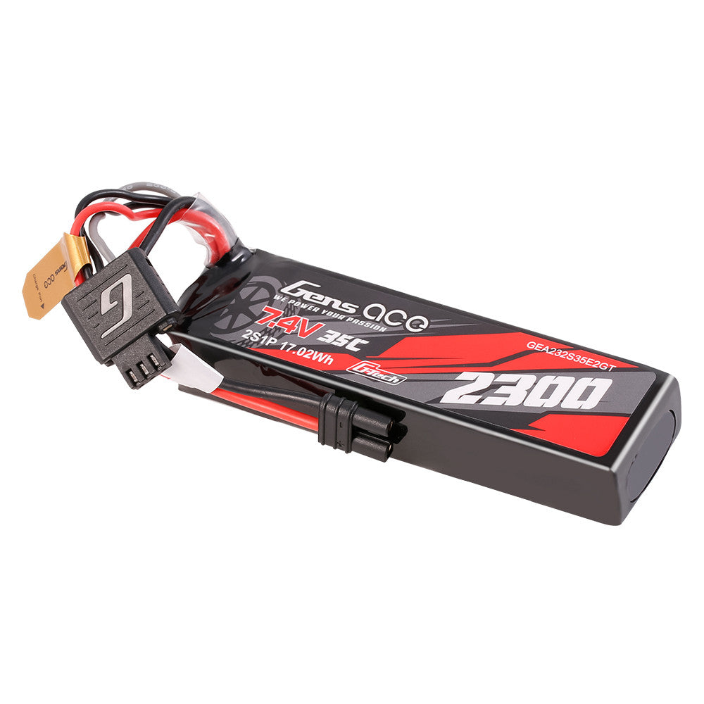 Gens ace 7.4V 2300mAh 2S 35C LiPo battery pack with iEC2 connector and balance lead