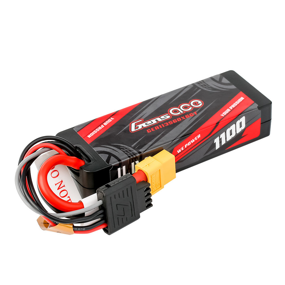 Gens ace 1100mAh 3S 11.1V hardcase LiPo battery pack with XT60 connector and balance lead
