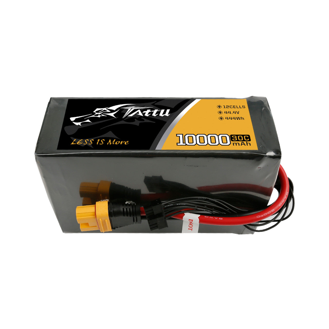 Tattu 44.4V 30C 12S 10000mAh Lipo Battery, Lithium-ion battery pack with AS150U plug, 44.4V, 444Wh, suitable for UAV drones.