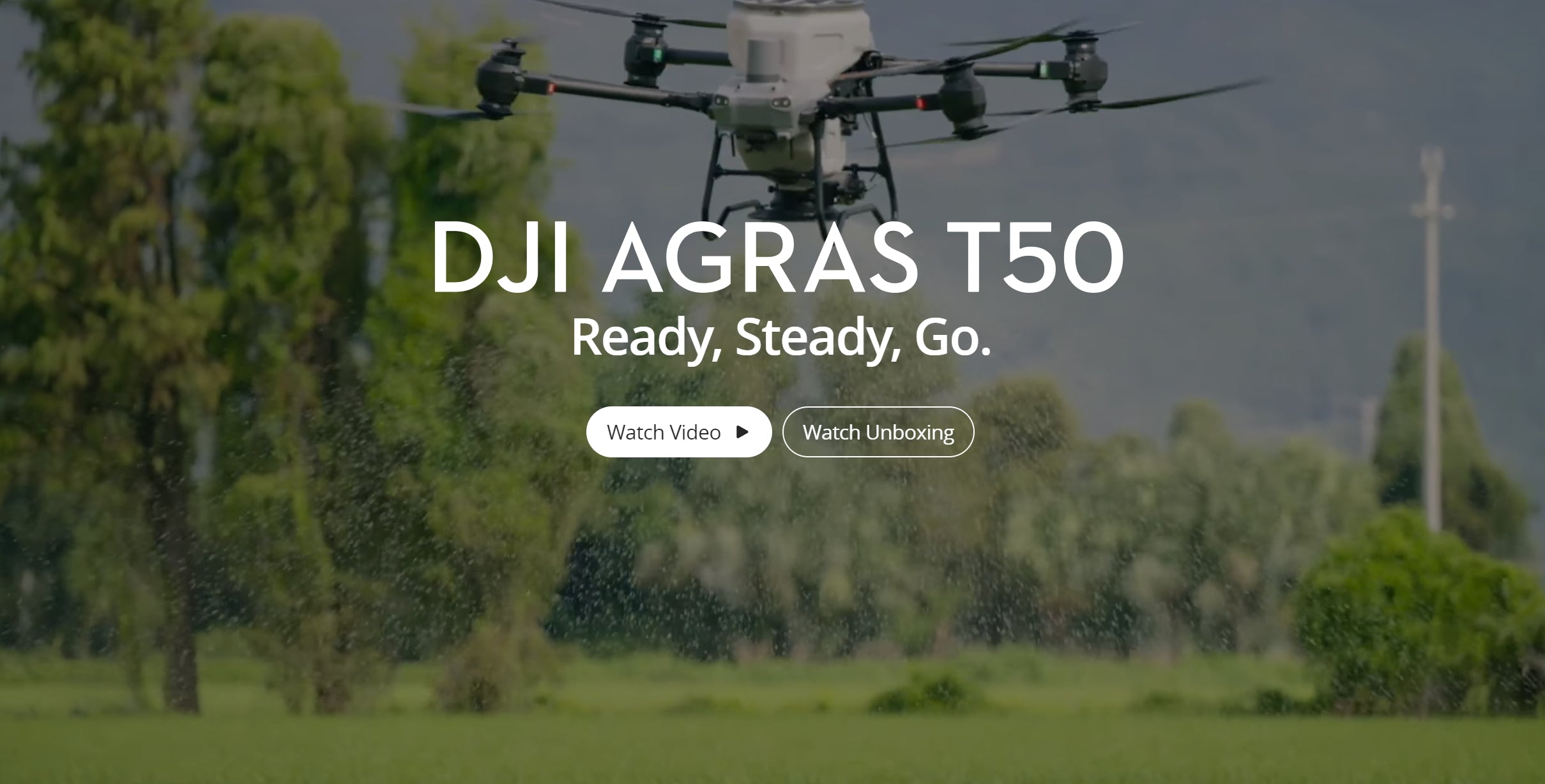 DJI Agras T50 , Agras T50 drone for efficient farming, sprays 40kg and spreads 50kg, perfect for large-scale agricultural applications.