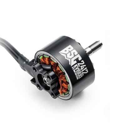 MAD BSC2412 V1.0 1900KV brushless FPV drone motor with black housing, copper windings, and threaded shaft