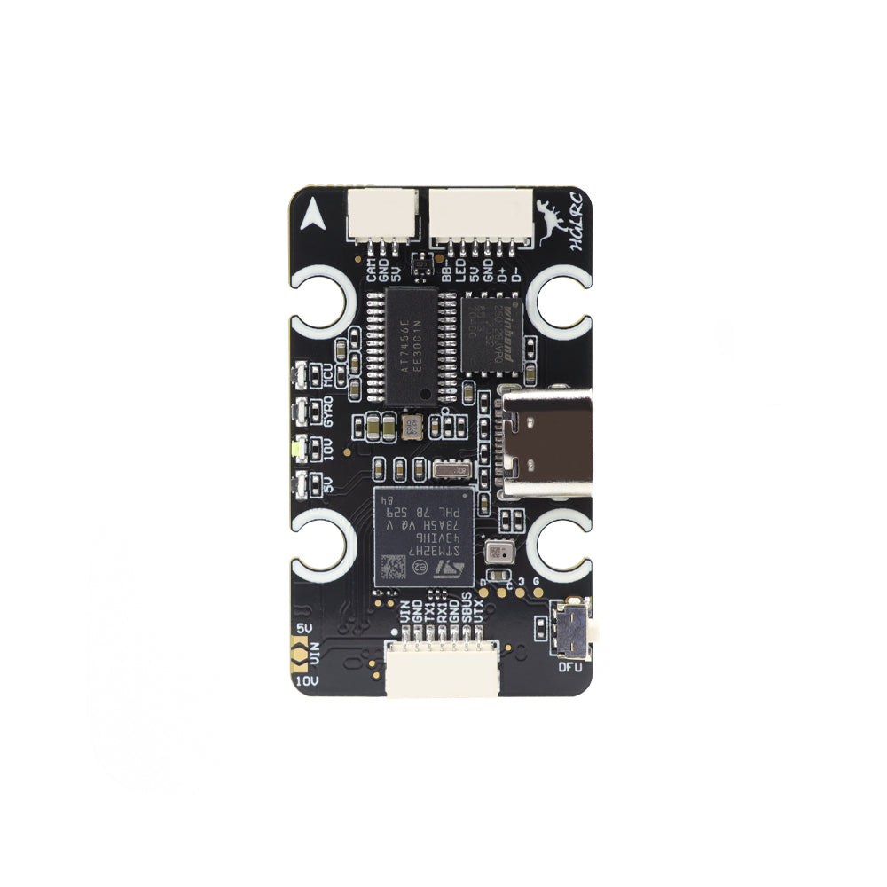 HGLRC H743 8S MINI V1 flight controller top view with USB-C port and JST connectors