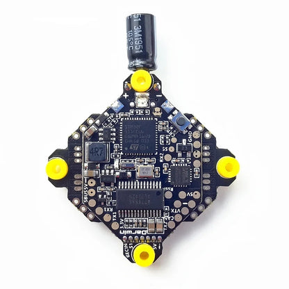 DarwinFPV 15A F411 AIO flight controller + 4-in-1 ESC, pad layout side with MCU and solder pads