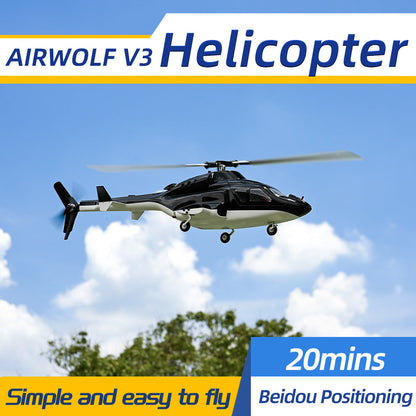 Flywing Airwolf V3 RC Helicopter, AIRWOLF V3: 20-min flight, GPS/Beidou positioning, brushless motor, easy-to-fly, stable helicopter.