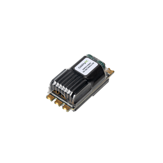 OddityRC Vortex F120HV Single ESC with aluminum heatsink, angled top view on white background