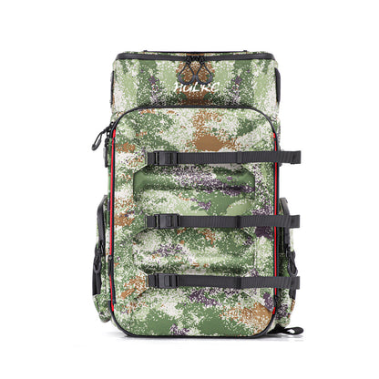 Front view of HGLRC B1 starlight camouflage backpack with three compression straps and front pocket