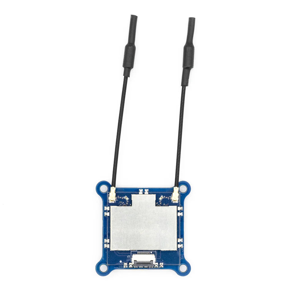 EMAX Wyvern Link OpenIPC FPV VTX module, top view with dual antenna leads and board connector