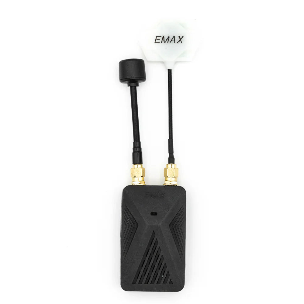 EMAX Wyvern Link OpenIPC RX Alpha Unit FPV video receiver with dual antennas, top view