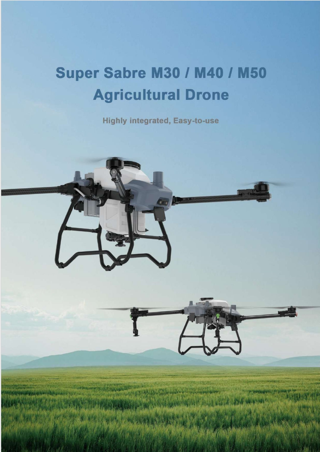 RCDrone, Intuitive agricultural drone for Super Sabre planes, ideal for crop monitoring and management.