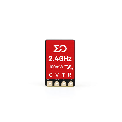 Sub250 ELRS Nano Pro 2.4G Receiver front view showing 2.4GHz 100mW marking and G V T R pads
