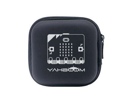 Yahboom micro:bit mini storage bag, black zippered hard case with micro:bit graphic and logo