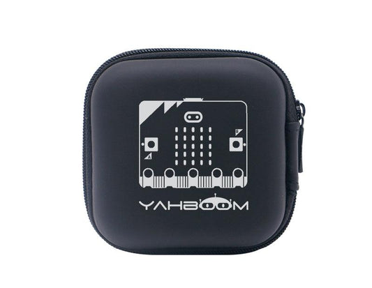 Yahboom micro:bit mini storage bag, black zippered hard case with micro:bit graphic and logo