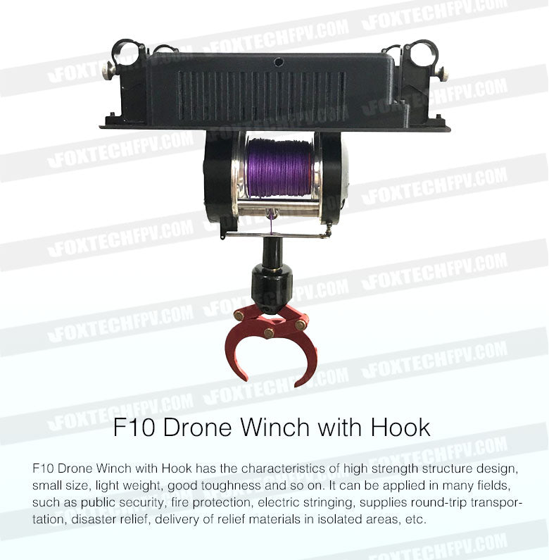 Robust industrial drone with 5KG payload hook for various uses such as rescue and delivery.