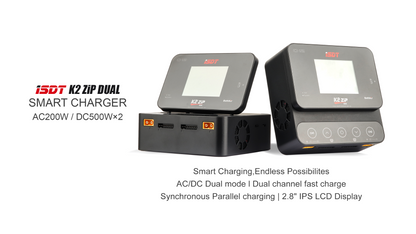 ISDT K2 Zip Dual Battery Balance Charger, ISDT K2 Zip Lipo Battery Balance Charger Discharger 1-8S AC 200W DC 500Wx2 20A Smart Charger for Life, Lilon, LiPo, LiHv/Pb/NiMH Battery Balance Charger ISDT Shop