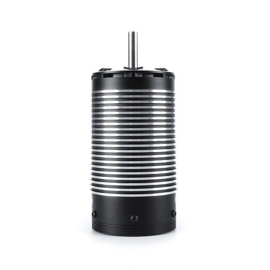 MAD Runner70125 Sensored Brushless Motor, MAD Runner 70125 sensored brushless motor with black can, silver cooling fins, and exposed shaft