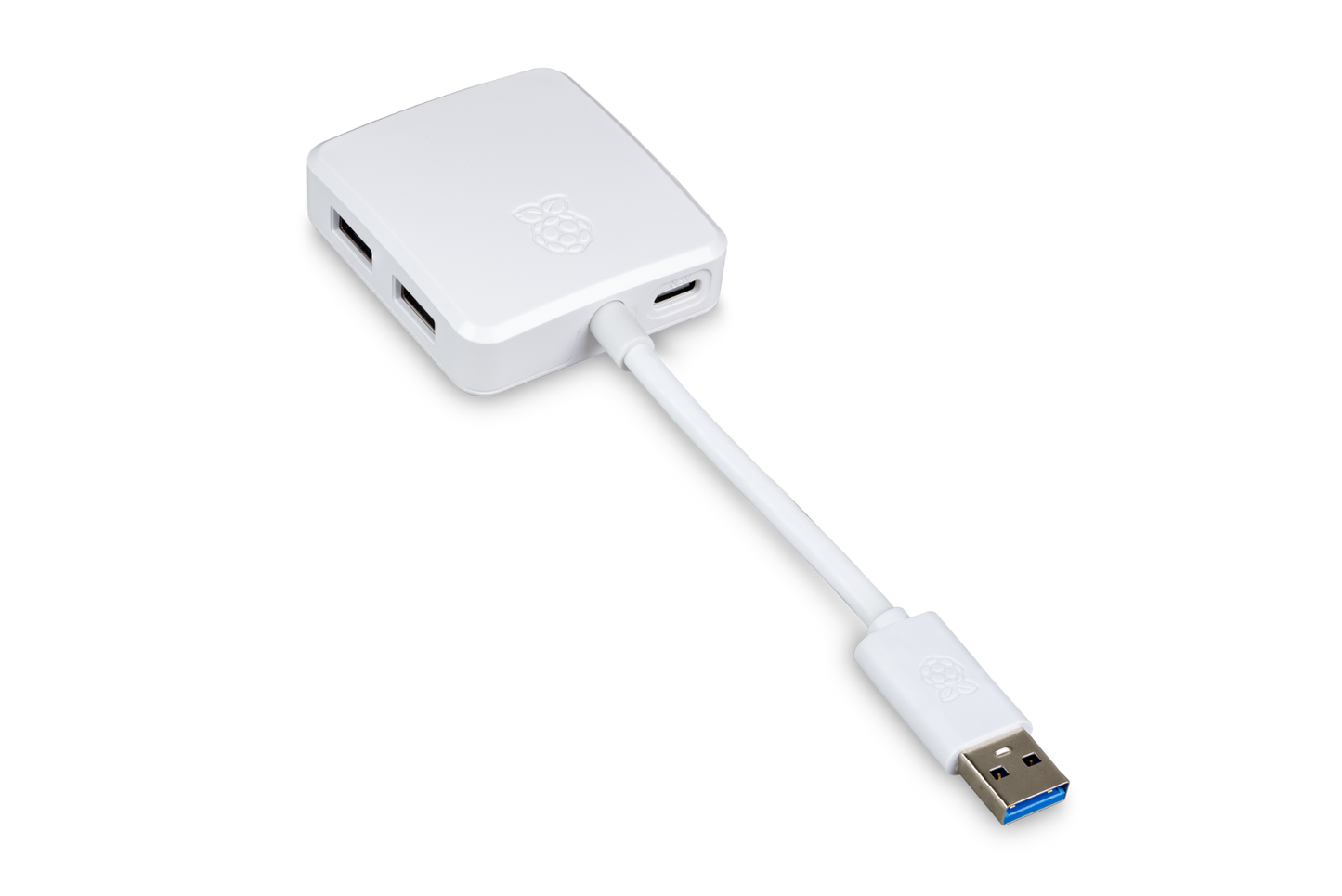 Raspberry Pi USB 3.0 Hub with 4-Port USB-A Expansion, 8 cm Captive Cable, Optional USB-C Power (5V 3A), 5 Gbps
