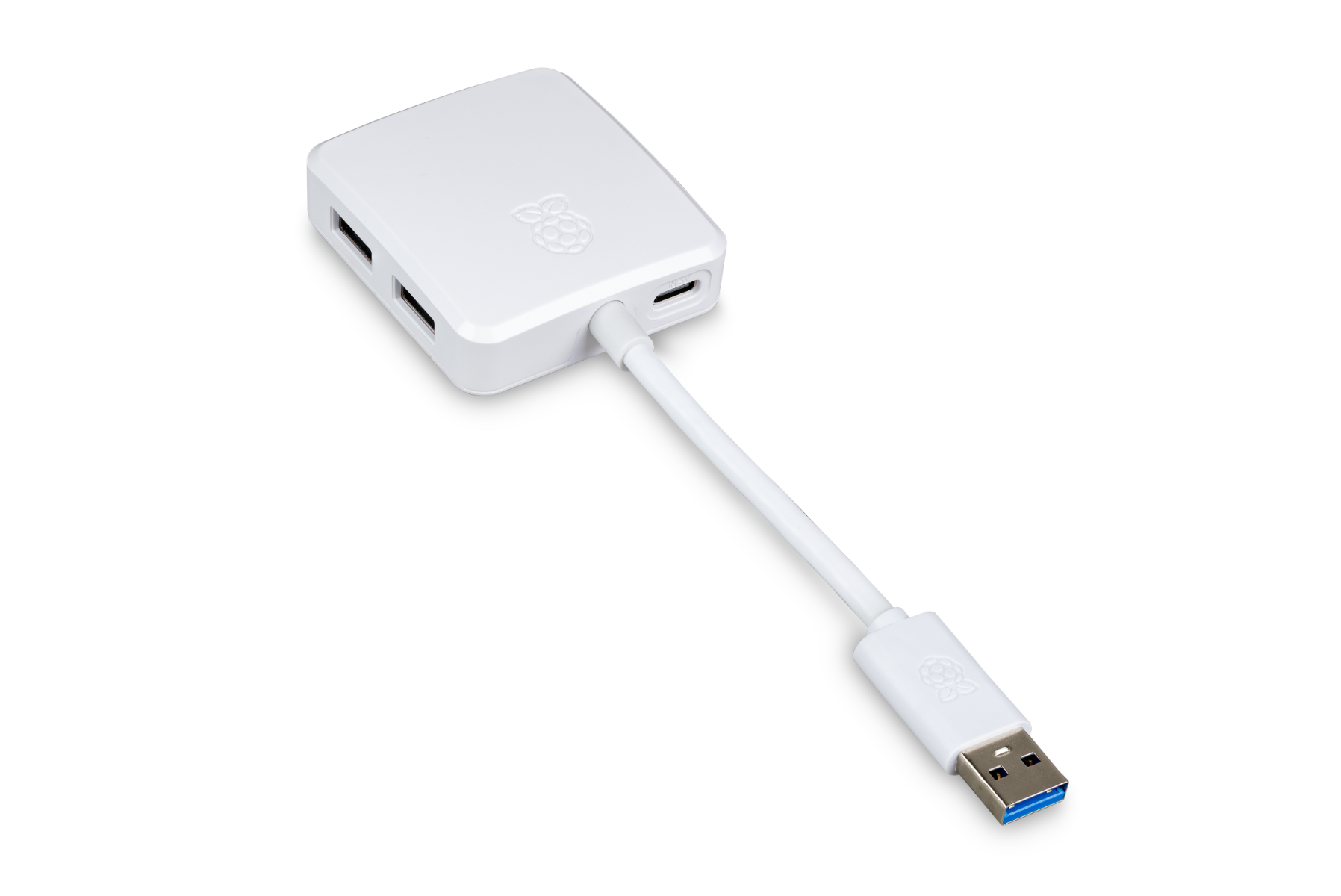 Raspberry Pi USB 3.0 Hub with 4-Port USB-A Expansion, 8 cm Captive Cable, Optional USB-C Power (5V 3A), 5 Gbps