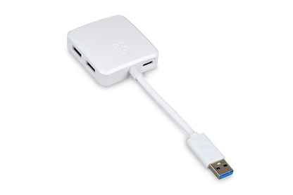 Raspberry Pi USB 3.0 Hub with 4-Port USB-A Expansion, 8 cm Captive Cable, Optional USB-C Power (5V 3A), 5 Gbps