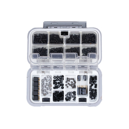 Flywoo M2 Hardware Pack for FPV Building, Flywoo M2 FPV hardware pack organizer case with assorted screws, nuts, standoffs, washers, and spacers