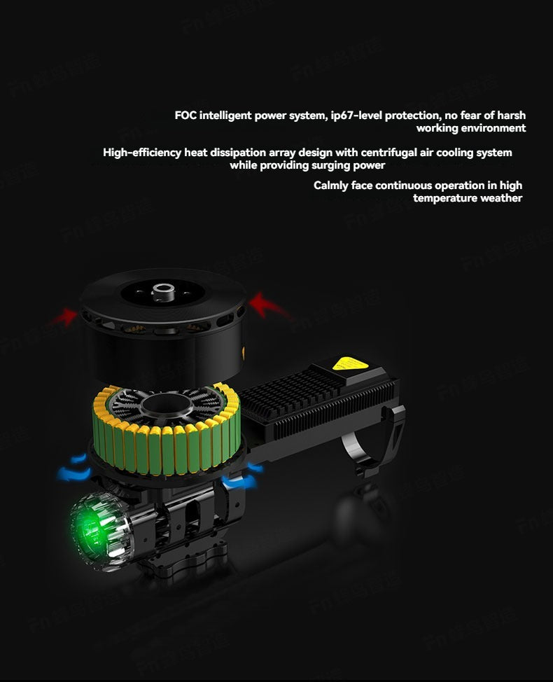RCDrone, heat dissipation array design with centrifugal air cooling system while providing sur