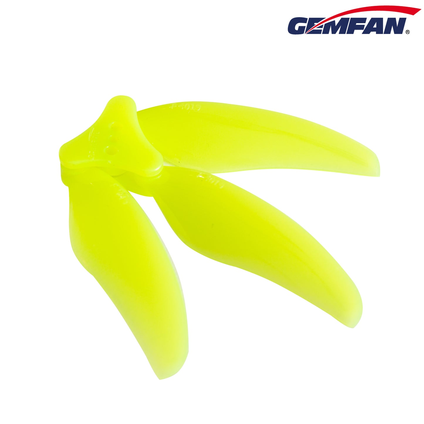 Neon yellow Gemfan folding 3-blade propeller with T-mount hub, Floppy Proppy style