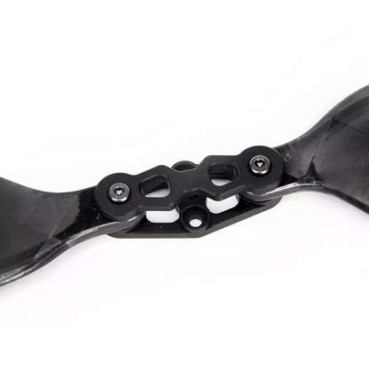Glossy carbon fiber folding propeller hub with two blades and metal screws, MAD FLUXER Pro style