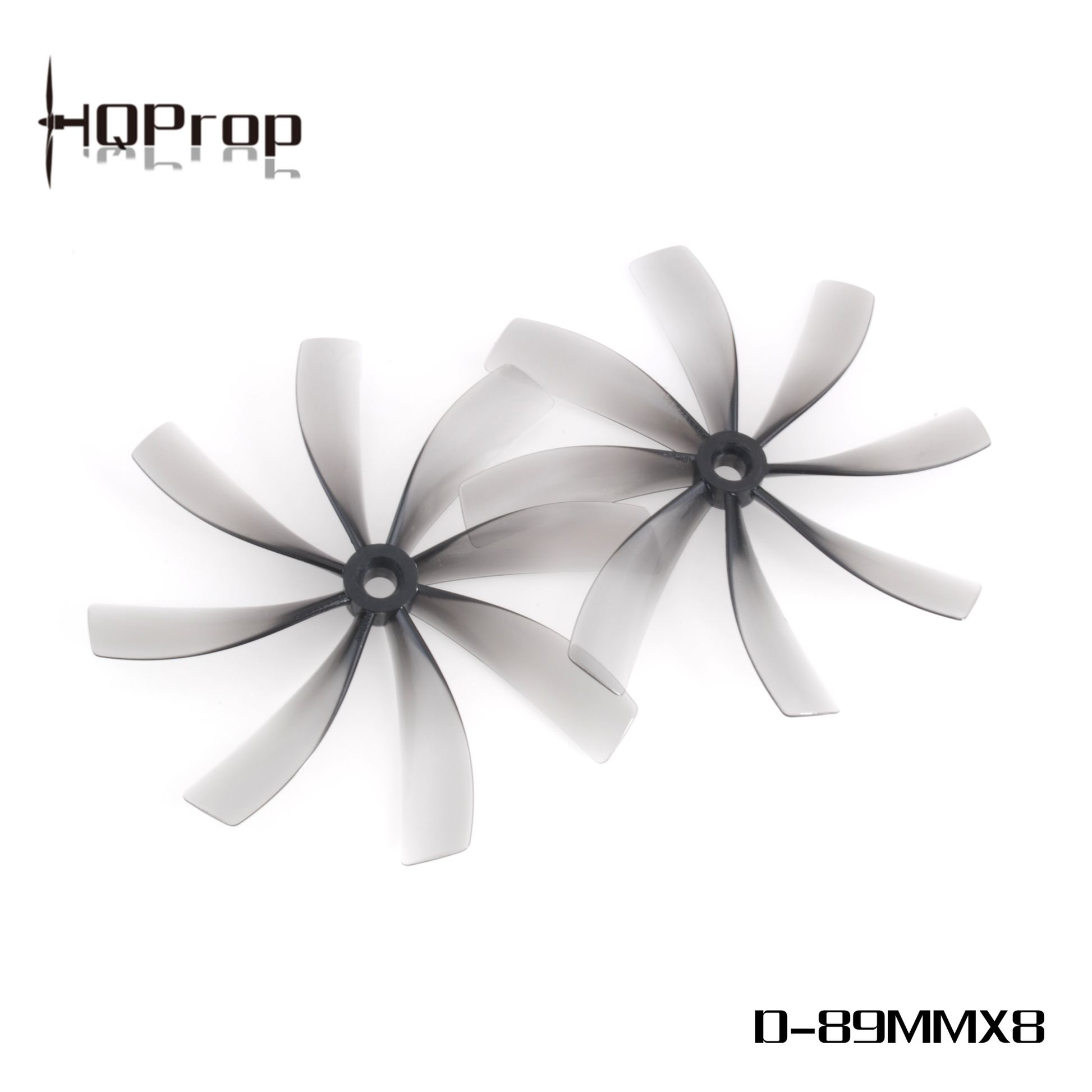 HQProp D-89MMX8 grey 8-blade ducted cinewhoop propeller set product image with model text