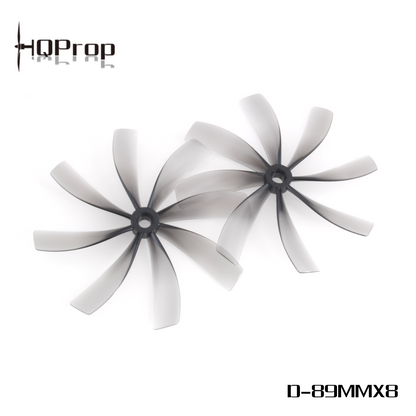 HQProp D-89MMX8 grey 8-blade ducted cinewhoop propeller set product image with model text