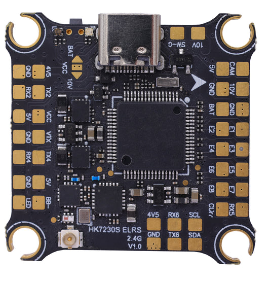 HAKRC F7230S STM32F722 Flight Controller – 30.5x30.5mm, Dual Gyroscope, 2.4G Receiver, 2–6S, 10V/5V Dual BEC, LED Control