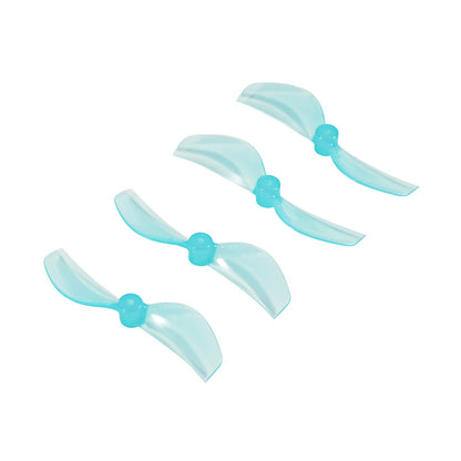 Cyan translucent 45mm two-blade FPV whoop propellers, 4-piece set (2CW + 2CCW)