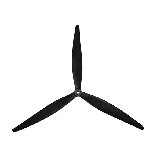 HQProp 17x8x3 tri-blade propeller, black three-blade rotor on white background