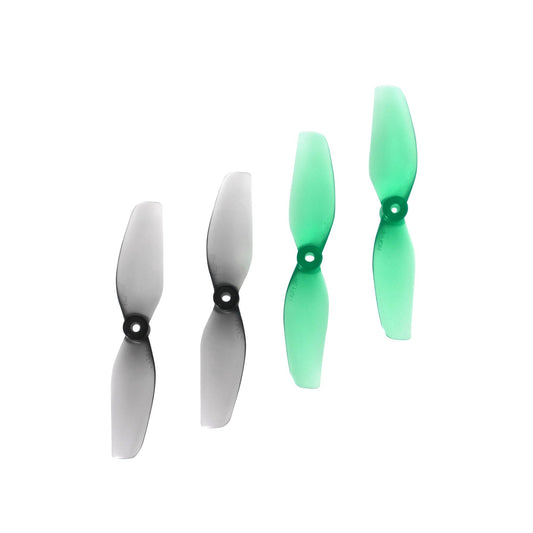 HQProp 40mm ultralight whoop prop set, 2-blade PC props with 1.5mm shaft, green and gray