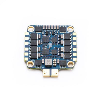 MAD AM32 70A 3-12S 4in1 ESC, MAD AM32 4-in-1 ESC board with labeled M1–M4 motor pads, four corner mounting holes, and compact layout