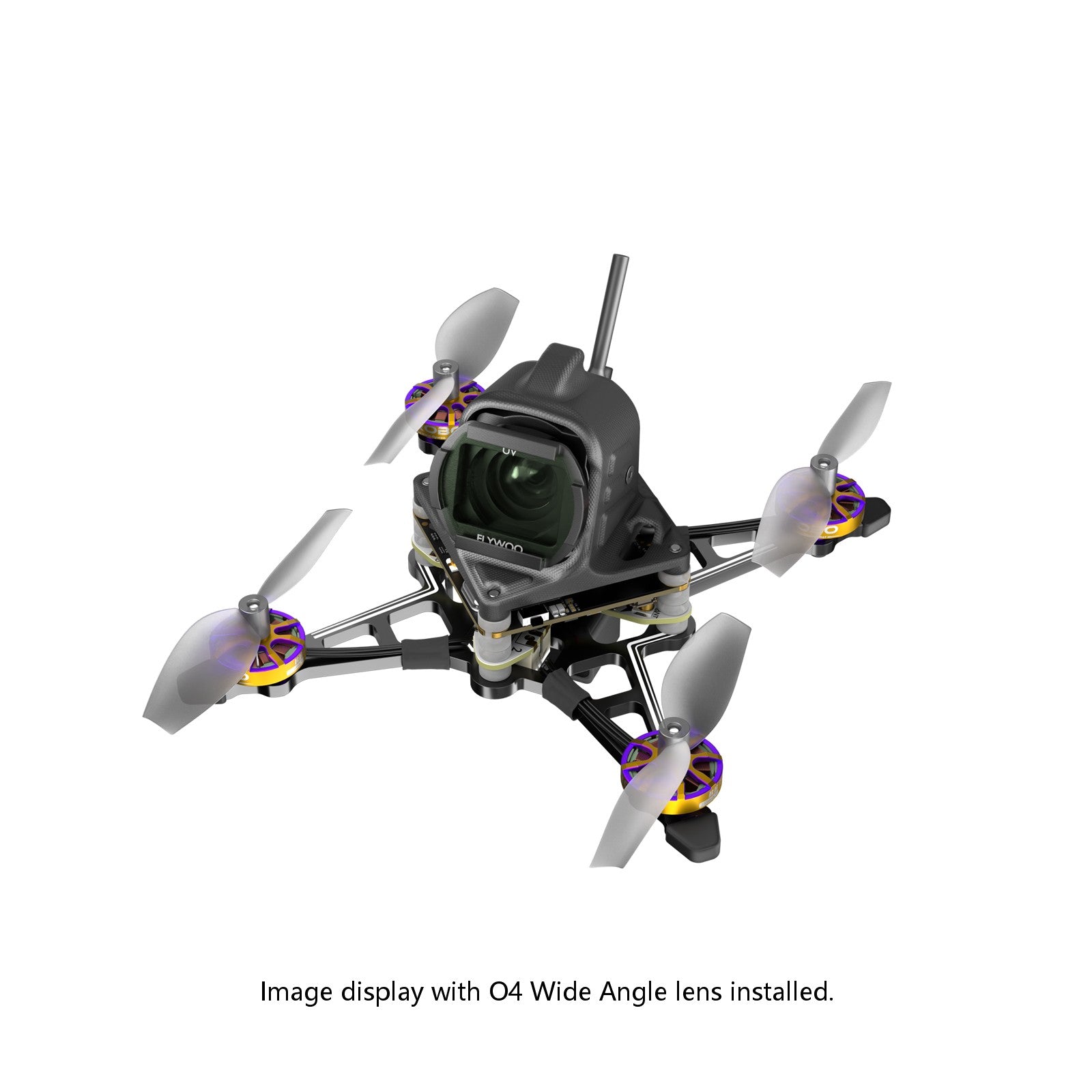 Flywoo Firefly18 Nano Baby V3 1S tiny FPV drone with DJI O4 wide-angle camera, four props and antenna