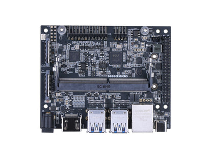 reComputer J401 open‑source carrier board for Jetson Orin Nano/Orin NX with GbE, 4x USB 3.2, M.2 M/E, HDMI 2.1, 12V/5A