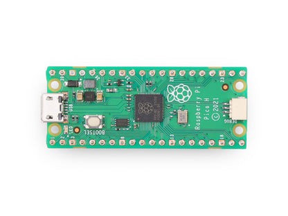 Raspberry Pi Pico H microcontroller board, RP2040, 26 GPIO, 2MB Flash, pre‑soldered headers, USB Type‑C