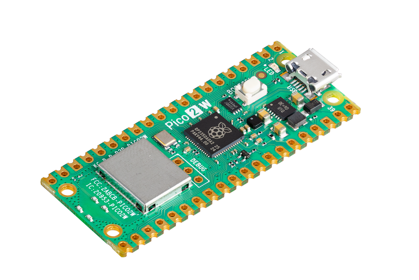 Raspberry Pi Pico 2 W Microcontroller Board | RP2350 Dual‑Core, 2.4GHz 802.11n Wi‑Fi & Bluetooth 5.2, 4MB Flash, 520KB SRAM