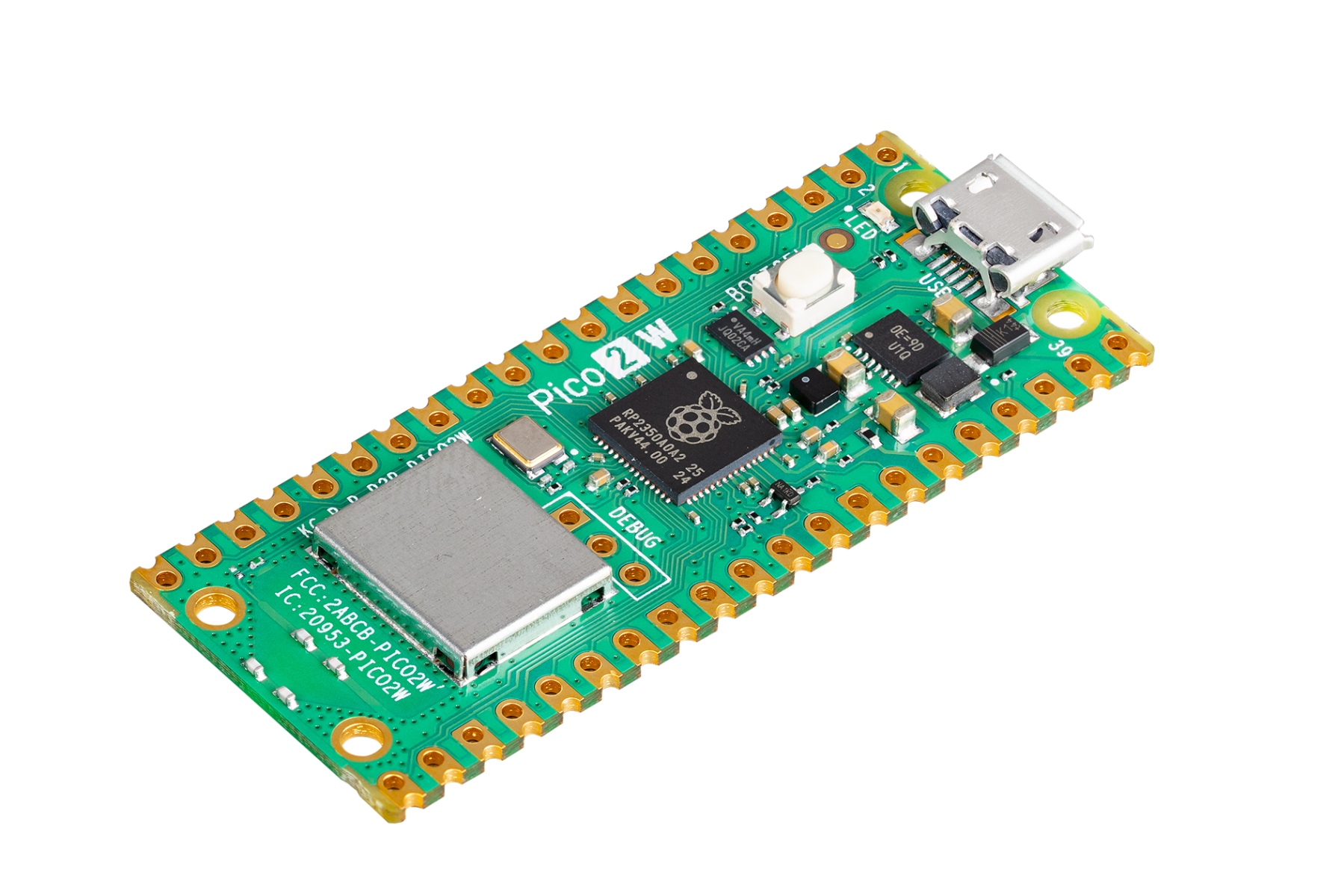 Raspberry Pi Pico 2 W Microcontroller Board | RP2350 Dual‑Core, 2.4GHz 802.11n Wi‑Fi & Bluetooth 5.2, 4MB Flash, 520KB SRAM