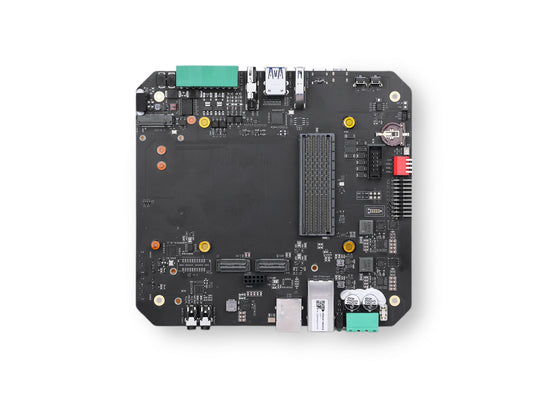 Jetson AGX Orin carrier board features 10GbE, USB 3.1, M.2, SATA III, HDMI 2.1, and 12–36V DC input for high-performance embedded applications.