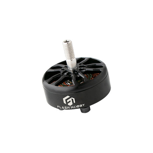 Flashhobby Arthur A2808 KV1100 brushless motor with black bell housing, visible windings, and threaded shaft
