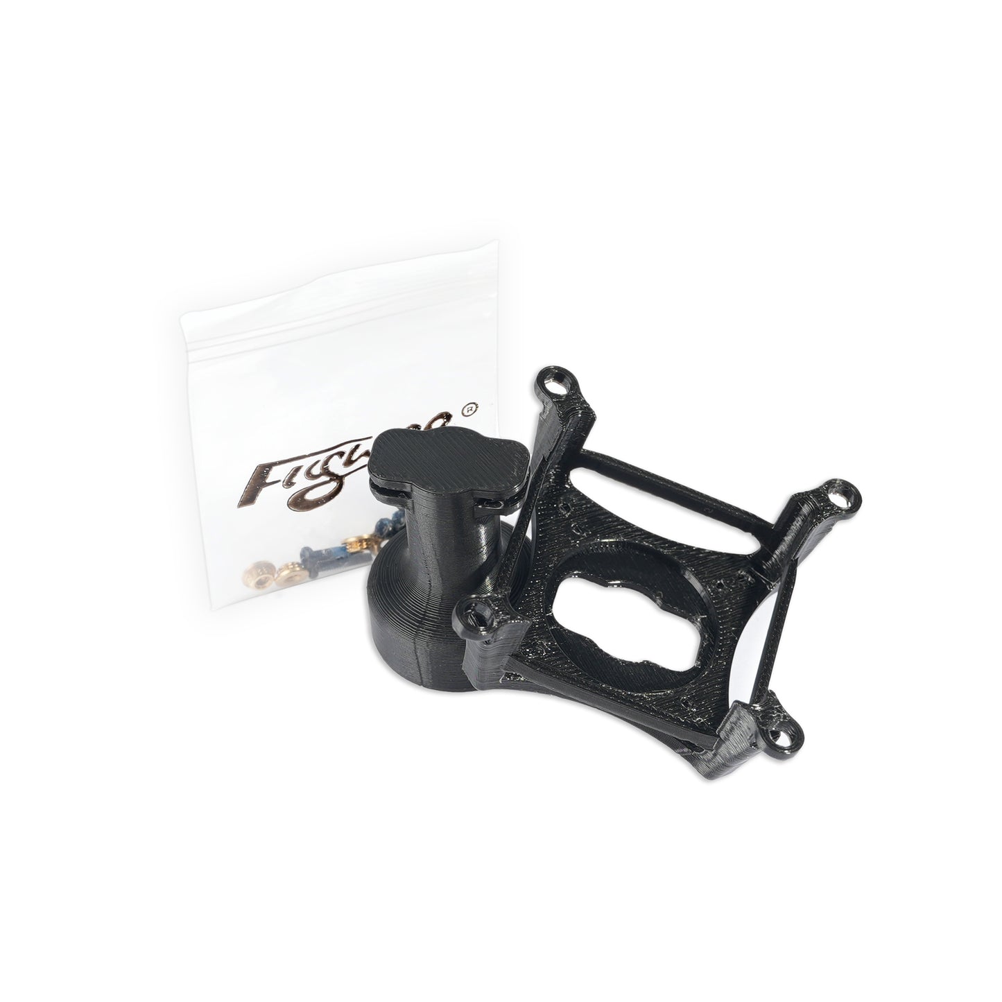 Handheld Support TPU Bracket, Handheld support bracket with 3D-printed black mount and included screws and standoffs