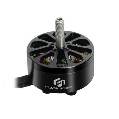 Flashhobby Arthur A3110 900KV brushless motor with black bell housing, threaded shaft and attached wires