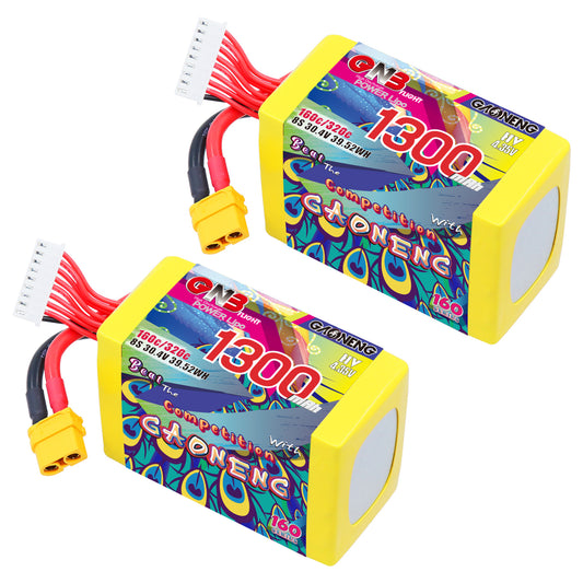 GAONENG GNB13008S160AHV 8S 1300mAh LiHV battery pair with XT60 and balance lead